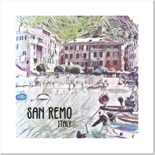 San Remo Italy Vintage Style Travel Wanderlust Poster Posters and Art